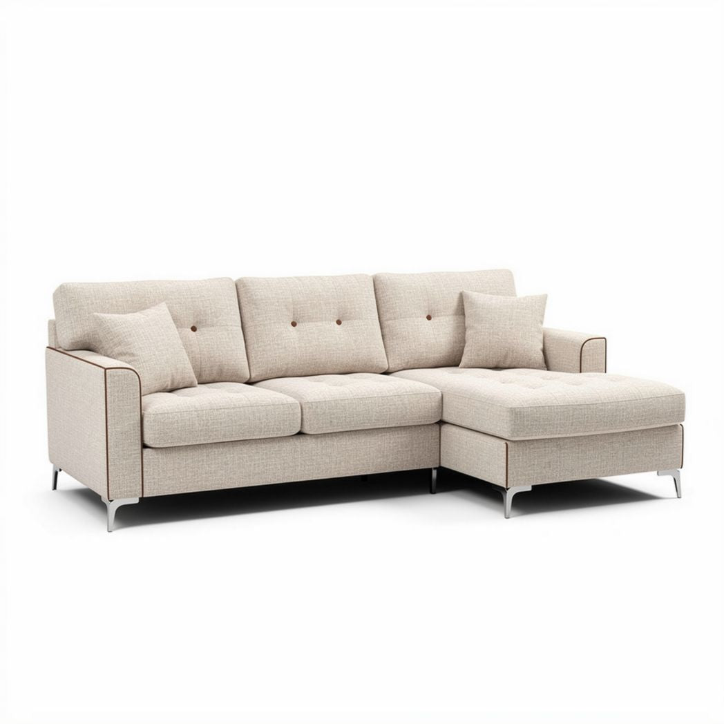 Fabric sectional sofa with chaise, designed for living rooms - 240 x 100 x 85cm
