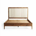 Wooden bed frame with upholstered headboard - 200 x 160 x 100cm