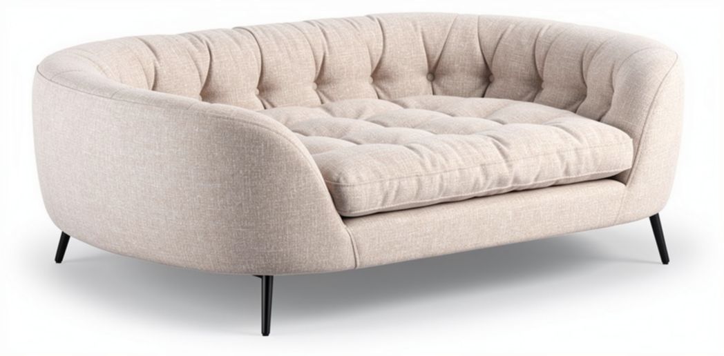 Modern fabric sofa with tufted design for living room - 150 x 80 x 70cm