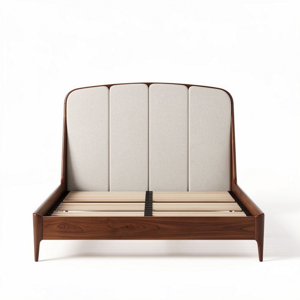 Upholstered bed frame with wooden slats - 210 x 160 x 120cm