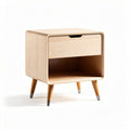 Natural wood bedside table with drawer - 40 x 40 x 45cm