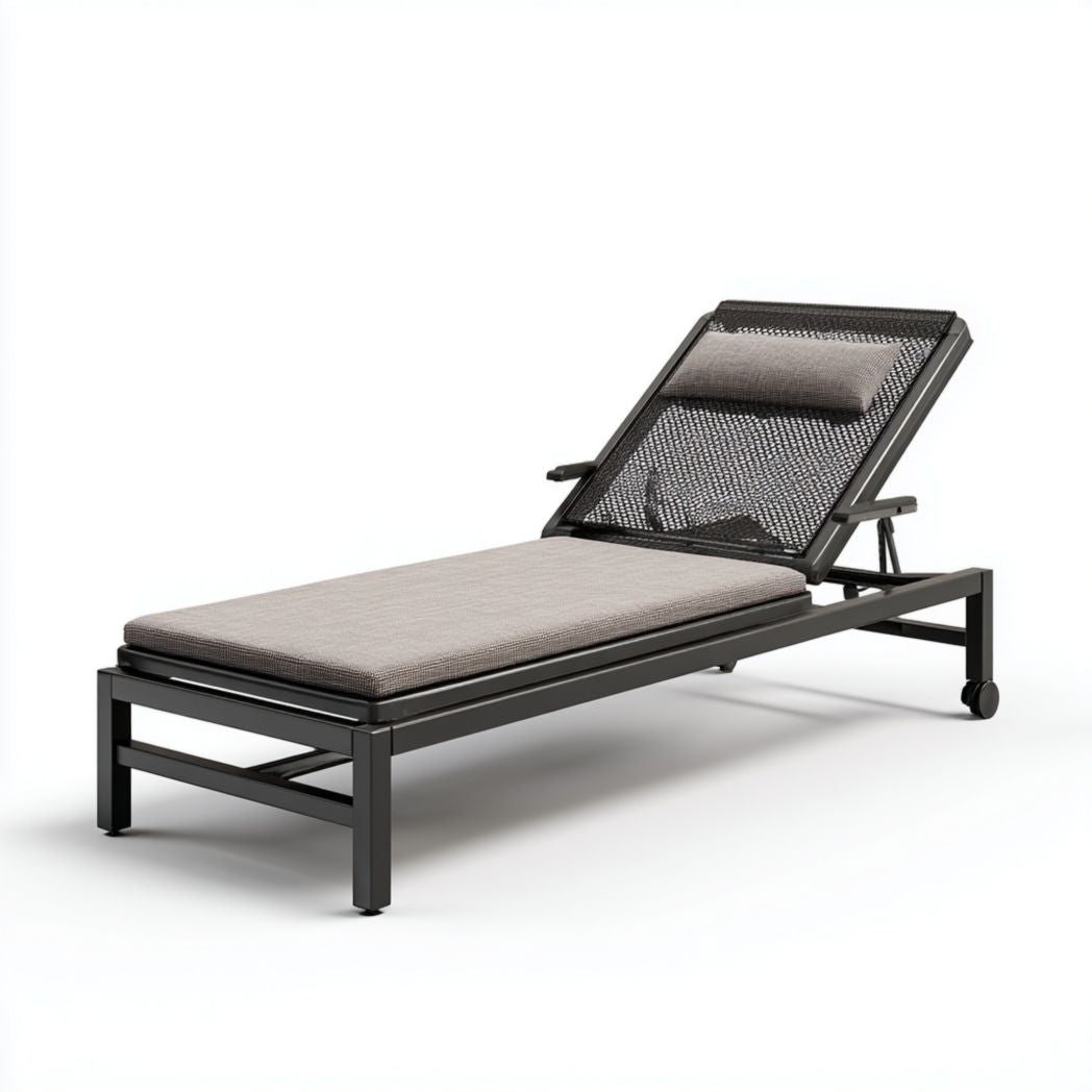 Aluminum frame lounge chair with cushion - 200 x 80 x 40cm