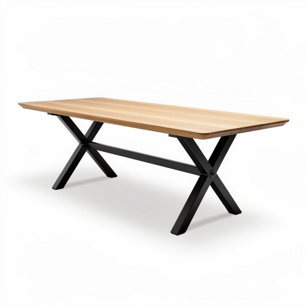 Wooden dining table with metal legs - 200 x 100 x 75cm