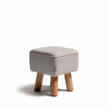 Fabric upholstered footrest with wooden legs - 30 x 30 x 40cm