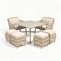 Rattan patio dining set with cushions - 80 x 80 x 75cm