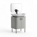 Bathroom vanity with sink and mirror - 60 x 45 x 85cm, grey finish