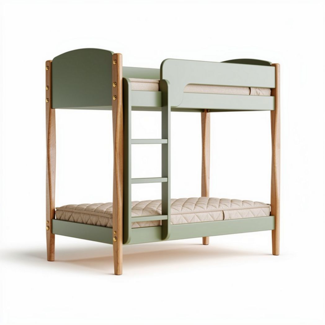 Bunk bed with wooden frame and mattress - 200 x 100 x 150cm