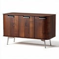 Wooden sideboard with three doors for living room storage - 80 x 35 x 70cm