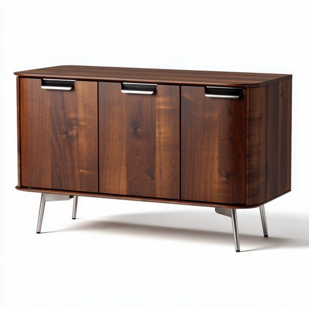 Wooden sideboard with three doors for living room storage - 80 x 35 x 70cm
