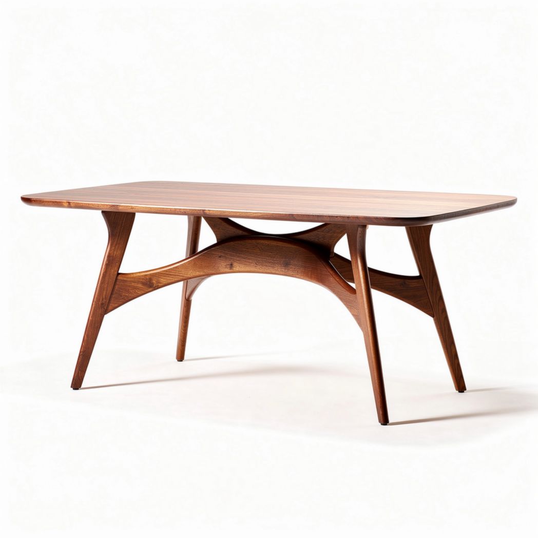 Walnut wood dining table with modern design - 150 x 90 x 75cm